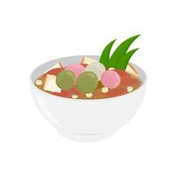 logo ilustración de Wedang redondo o tangyuan en un cuenco vector