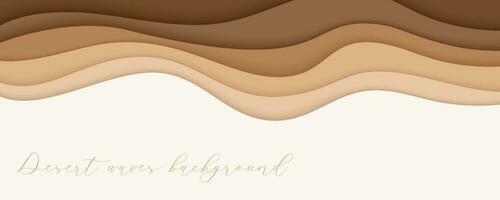 Desierto ondas, arena dunas papel Arte bandera, póster modelo. desnudo beige olas corte de papel estilo. vector ilustración eps 10
