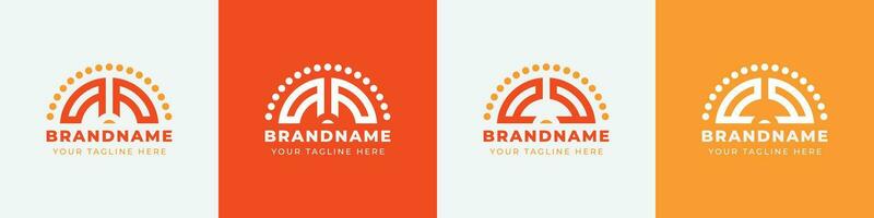 Letter PQ and QP Sunrise  Logo Set, suitable for any business with PQ or QP initials. vector