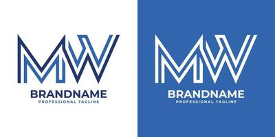 Letter MW Line Monogram Logo, suitable for business with MW or WM initials. vector