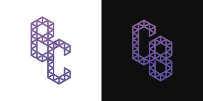 Letters BC and CB Polygon Logo Set, suitable for business related to polygon with BC and CB initials. vector