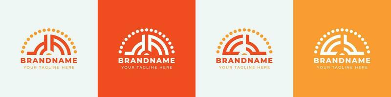 Letter FY and YF Sunrise  Logo Set, suitable for any business with FY or YF initials. vector