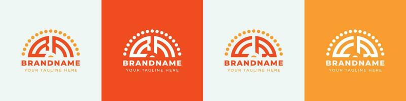 Letter FR and RF Sunrise  Logo Set, suitable for any business with FR or RF initials. vector