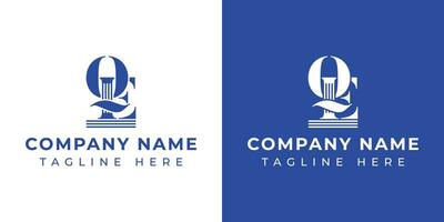 Letter EQ and QE Pillar logo, suitable for business with QE or EQ related to Pillar. vector