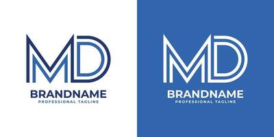 Letter MD Line Monogram Logo, suitable for business with MD or DM initials. vector