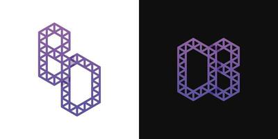 Letters BD and DB Polygon Logo Set, suitable for business related to polygon with BD and DB initials. vector