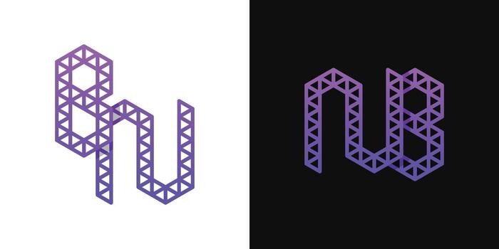 Letters BN and NB Polygon Logo Set, suitable for business related to polygon with BN and NB initials. vector