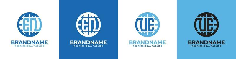 Letter EN and NE Globe Logo Set, suitable for any business with EN or NE initials. vector