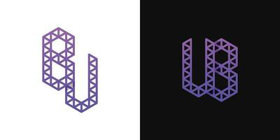 Letters BU and UB Polygon Logo Set, suitable for business related to polygon with BU and UB initials. vector