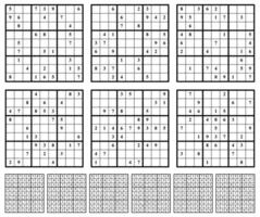 Sudoku game set  with answers. Simple vector design