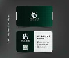 Modern and corporate business card template design with dark background and mockup vector