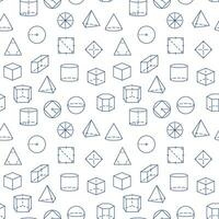 Geometrical Figures vector outline seamless pattern - Geometry Education background