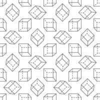 Cube Geometric Shape thin line seamless pattern - vector Geometry concept background