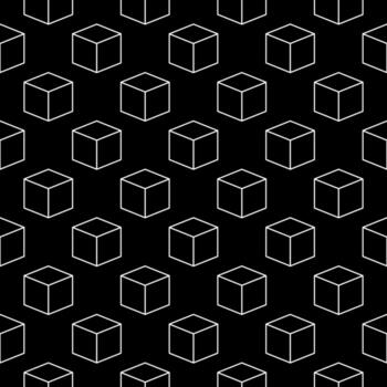 cubo geométrico forma Delgado línea oscuro sin costura modelo - vector geometría concepto antecedentes