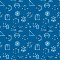 Geometry vector background - Geometrical Figures symbols blue seamless pattern