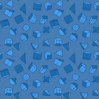 Geometry Education blue seamless pattern with vector Geometrical Figures background