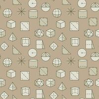 Geometrical Figures vector colored seamless pattern. Geometry Education background