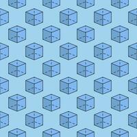 Geometry vector blue seamless pattern with Geometrical Cube sign