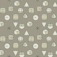 Geometric Shapes creative seamless pattern. School Geometry vector colored background