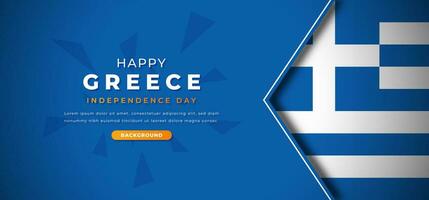 Happy Greece Independence Day Design Paper Cut Shapes Background Illustration for Poster, Banner, Advertising, Greeting Card vector