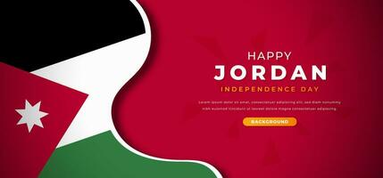 Happy Jordan Independence Day Design Paper Cut Shapes Background Illustration for Poster, Banner, Advertising, Greeting Card vector