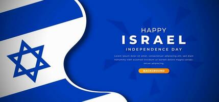 Happy Israel Independence Day Design Paper Cut Shapes Background Illustration for Poster, Banner, Advertising, Greeting Card vector