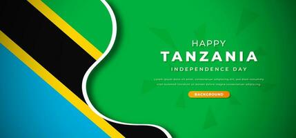 Happy Tanzania Independence Day Design Paper Cut Shapes Background Illustration for Poster, Banner, Advertising, Greeting Card vector