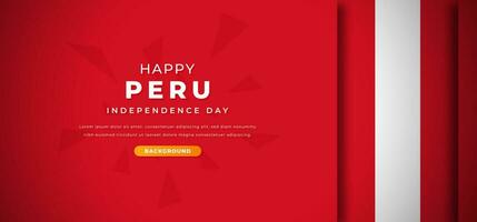 Happy Peru Independence Day Design Paper Cut Shapes Background Illustration for Poster, Banner, Advertising, Greeting Card vector