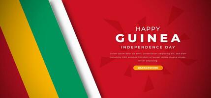 Happy Guinea Independence Day Design Paper Cut Shapes Background Illustration for Poster, Banner, Advertising, Greeting Card vector