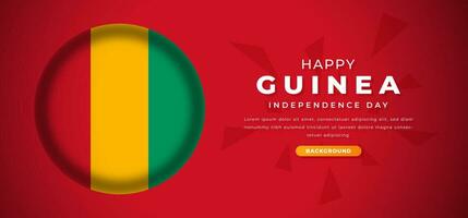 Happy Guinea Independence Day Design Paper Cut Shapes Background Illustration for Poster, Banner, Advertising, Greeting Card vector