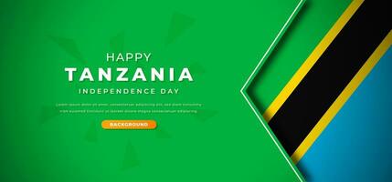 Happy Tanzania Independence Day Design Paper Cut Shapes Background Illustration for Poster, Banner, Advertising, Greeting Card vector