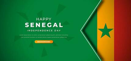 Happy Senegal Independence Day Design Paper Cut Shapes Background Illustration for Poster, Banner, Advertising, Greeting Card vector