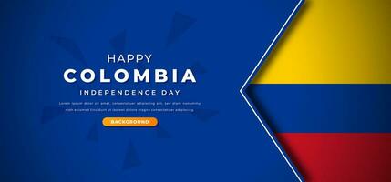 Happy Colombia Independence Day Design Paper Cut Shapes Background Illustration for Poster, Banner, Advertising, Greeting Card vector