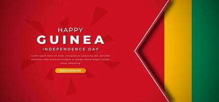 Happy Guinea Independence Day Design Paper Cut Shapes Background Illustration for Poster, Banner, Advertising, Greeting Card vector