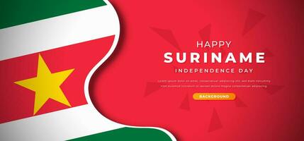 Happy Suriname Independence Day Design Paper Cut Shapes Background Illustration for Poster, Banner, Advertising, Greeting Card vector
