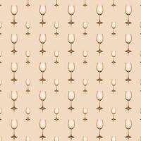 Seamless pattern of empty wine glasses on beige background. photo