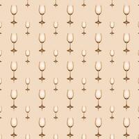 Seamless pattern of empty wine glasses on beige background. photo