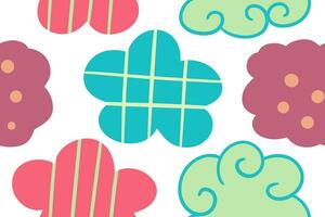 Hand drawn cute various cloud seamless pattern vector