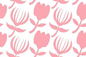 Hand drawn pink flowers seamless pattern for fabric print vector