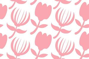 Hand drawn pink flowers seamless pattern for fabric print vector