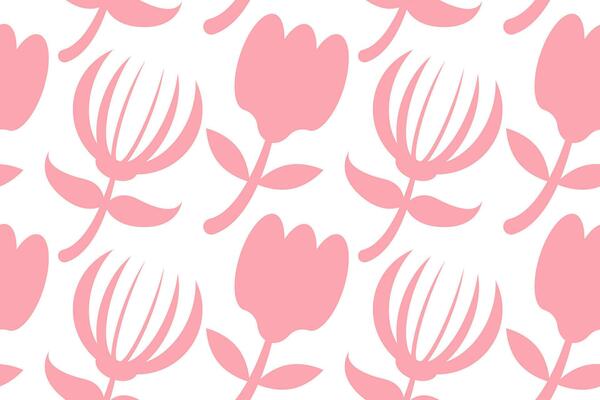Hand drawn pink flowers seamless pattern for fabric print