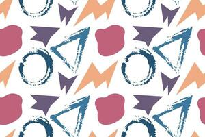 Hand drawn abstract shapes and brushes seamless pattern for fabric print vector