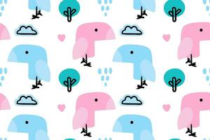 Seamless pattern hand drawn cute birds vector