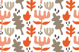 Seamless pattern with hand drawn abstract organic shapes and floral for fabric print vector