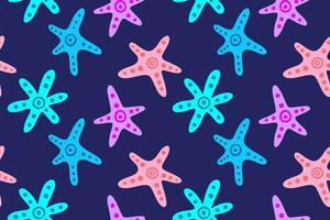 Starfish hand drawn flat cute seamless pattern vector