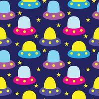 Colorful UFO cartoon illustration seamless pattern vector