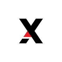 letra X logo con rojo triángulo vector