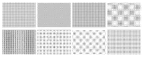 Seamless halftone dots pattern. Dotted mosaic, sport textile texture and row holes grid vector background patterns set