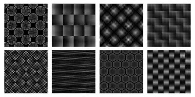 sin costura trama de semitonos geométrico modelo. punteado textura, resumen circulo formas y elegante círculos patrones vector conjunto