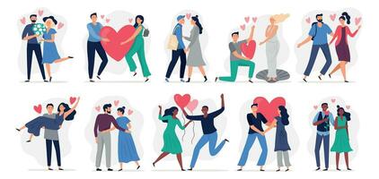 People in love. Vector illustration set. Woman and man